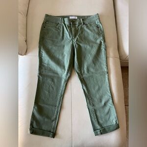 LOFT Skinny Crop Jeans in Olive / Sage Green